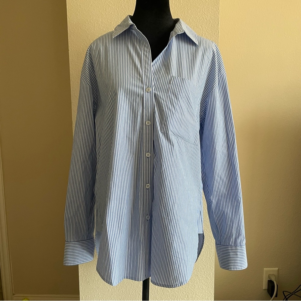 Sanctuary Light Blue Striped Button Down Shirt